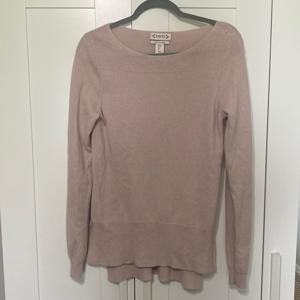 Nanette Lepore 100% 2-Ply Cashmere Blush Pink Sweater Size M